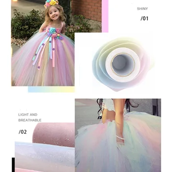 Organza, Tule Rolo 10Yard/rolo de arco-íris Glitter Lantejoula Crystal Sheer Tecido DIY de Artesanato Dom Saia de Casa a Festa de Casamento Decoração