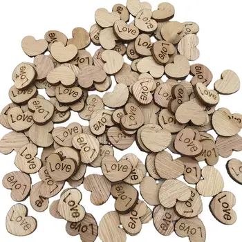 100PCS/Pack Mini Pêssego Corações de Madeira Chip Patch Artesanais de Materiais de Pacote de Decoração DIY de Artesanato Inacabadas Brinquedos Madeira