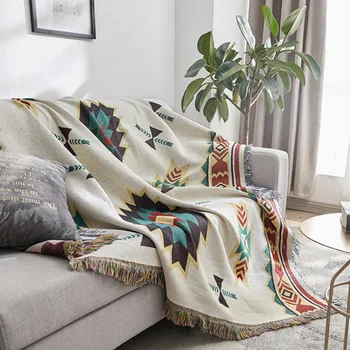 Estilo chinês de etnia estilo simples, geométricas sofá de lazer cobertor macio de algodão quente de primavera e outono, a luz sofá cobertor LX10505