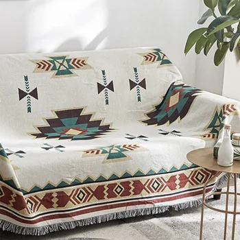 Estilo chinês de etnia estilo simples, geométricas sofá de lazer cobertor macio de algodão quente de primavera e outono, a luz sofá cobertor LX10505