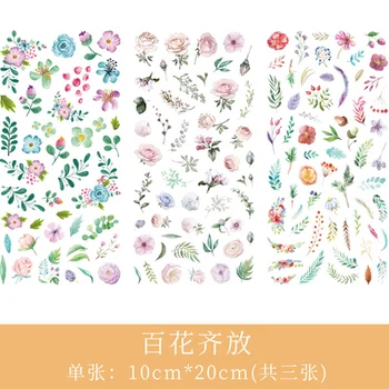 Dizendo: 3pcs/set de desenho animado Flores Folhas de Adesivo Criativo DIY Decoração Adesivos de Scrapbook Para a Revista de Volta Para material Escolar
