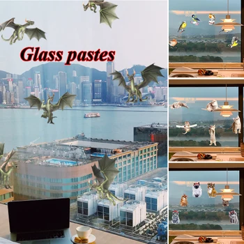 Colisão de aves Adesivo de Aviso Colorido Pico de Aves Estático de Vidro Adesivo Não Cola Removível 3D Etiqueta da Janela Viva Decorações de Novo