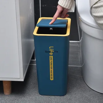 10/15L Nórdicos Prima cesto de Lixo Com Tampa de Cozinha em recipientes de Reciclagem de Quarto Engrossado Plástico Classificação lata de Lixo