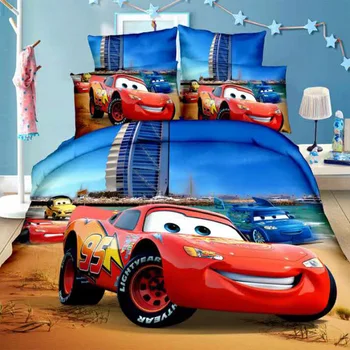 Disney Capa de Edredão Conjuntos de McQueen Carros Conjuntos de Cama Folha de Fronha Único Twin Tamanho de Decoração do Quarto de Menino Crianças de Presente