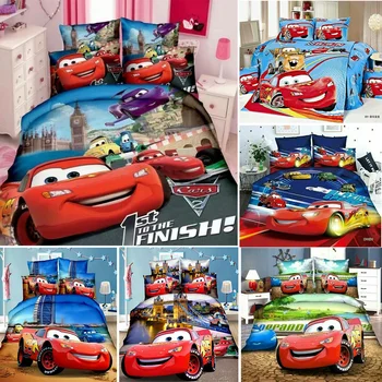 Disney Capa de Edredão Conjuntos de McQueen Carros Conjuntos de Cama Folha de Fronha Único Twin Tamanho de Decoração do Quarto de Menino Crianças de Presente