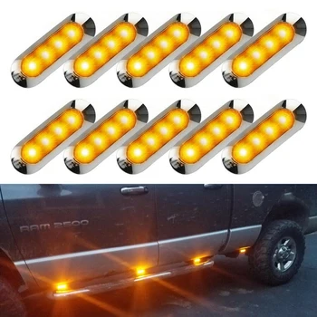10X LED Âmbar Caminhão de Reboque Luzes de presença Laterais 4LED Folga RV Campista 12V-24V