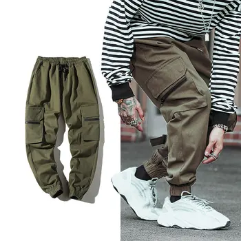 Streetwear casual corredores de homens 2021 primavera homem de calças cargo hip hop de algodão do tornozelo-comprimento de harém calças de jogging homens