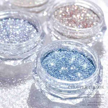8 Cores De Unhas De Cristal De Diamante, De Pó De Vidro Micro Perfuração De Pó De Glitter Brilhante Pó De Pigmento Unhas Pó De Unhas De Arte, Decoração