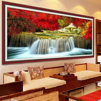 80x30cm Grande Resina de Diamante Pintura Cachoeira Cenário de Parede Decoração de Sala de estar