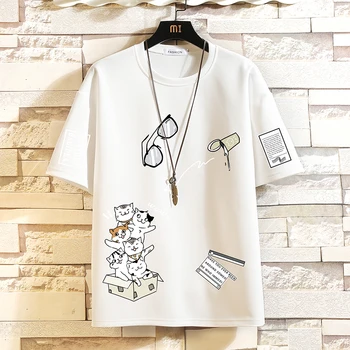 Manga curta T-Shirt dos Homens Para 2021 Verão de Impressão Preto Branco Camiseta Top Tees Marca de Roupas de Moda Plus Size M-5XL O PESCOÇO