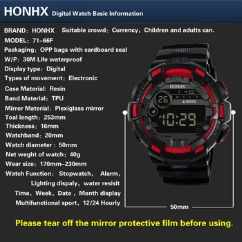 2020 HONHX de Luxo Impermeável Mens Digital LED Relógio Multi Função Data Esporte Homens Eletrônica Exterior do Relógio Relógio Relógio reloj