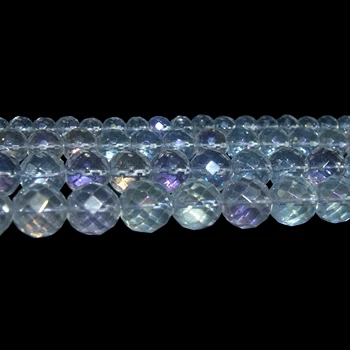 Facetada Natural de Pedra de Vidro Quartzs de Cristal de Pedra Solta bolinhas 6 8 10 12 MM Escolher o Tamanho Para Fazer Jóias Pulseira de Diy