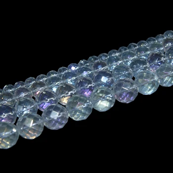 Facetada Natural de Pedra de Vidro Quartzs de Cristal de Pedra Solta bolinhas 6 8 10 12 MM Escolher o Tamanho Para Fazer Jóias Pulseira de Diy