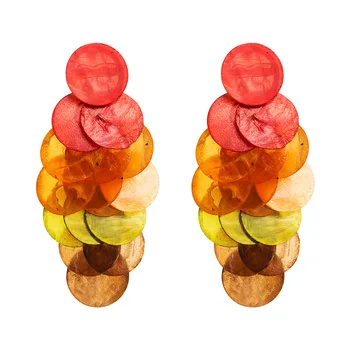 Mixcolor Longa Circular Brincos de Concha para as Mulheres de Verão, Coloridos, Grandes Brincos Jóias Presentes Festa de Dom Quente de Férias Bijuterias