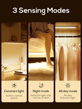 MOONSHADOW Noite de Luz do Sensor de Movimento de Luz Recarregável Dormitorio Roupeiro Escada Brilho Ajustável Quarto a Luz da Noite