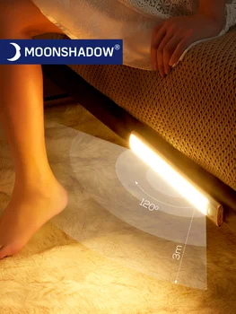MOONSHADOW Noite de Luz do Sensor de Movimento de Luz Recarregável Dormitorio Roupeiro Escada Brilho Ajustável Quarto a Luz da Noite