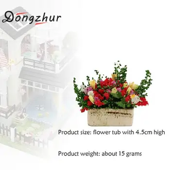 Dongzhur Casa de bonecas em Miniatura Flor de um vaso de Planta Decoração de Sala de estar S0O3 Escala Casa Jardim