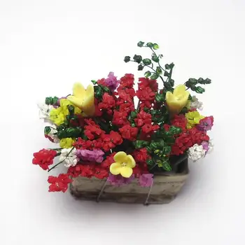 Dongzhur Casa de bonecas em Miniatura Flor de um vaso de Planta Decoração de Sala de estar S0O3 Escala Casa Jardim
