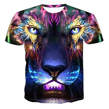2021 verão dos homens novos impressão 3D Animal Tigre T-shirt de manga curta divertido design top casual t-shirt dos homens T-shirt xxs-6xl