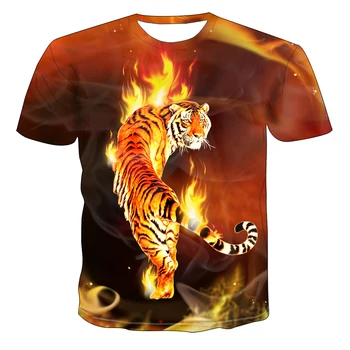 2021 verão dos homens novos impressão 3D Animal Tigre T-shirt de manga curta divertido design top casual t-shirt dos homens T-shirt xxs-6xl