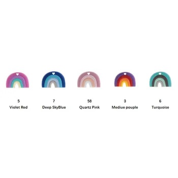 10pcs arco-íris Teethers Para Bebês de Silicone Teether Para Dentes Chupeta Cadeia de Acessórios Dentes de Cuidados de chá de Bebê Presentes de BPA Livre