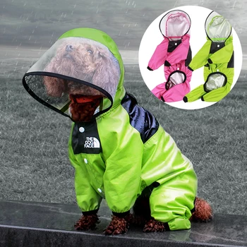 Criador de Cão de Estimação Capa de chuva Impermeável Casaco de Chuva Cães Resistente à Água, Roupas para Cães de Pequeno porte com A Cara de Cão Casaco Para os Dias de chuva