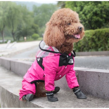 Criador de Cão de Estimação Capa de chuva Impermeável Casaco de Chuva Cães Resistente à Água, Roupas para Cães de Pequeno porte com A Cara de Cão Casaco Para os Dias de chuva
