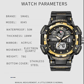 SMAEL Digital do DIODO emissor de Pulso de Quartzo Relógios de Homens de melhor Marca de Luxo Digital-relógio 2021 Relógio Masculino Relógio Masculino Relógio do Esporte Homens