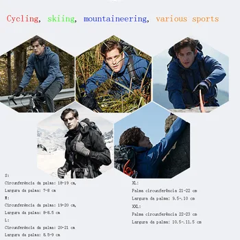 Ciclismo de inverno, Luvas de Esqui/Mtb Full Dedo Homens Luvas de Moto/Bicicleta Luvas Quentes Para Esportes Scooter Moto Quente Luva