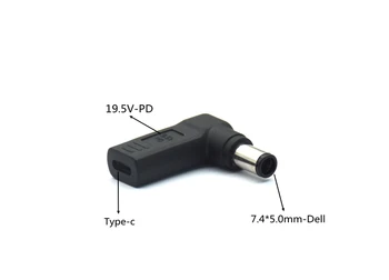 USB Tipo C Ficha Dc Jack de Alimentação Adaptador Conversor USB-C do sexo Feminino para 7,4 x 5.0 mm Macho para Dell Hp Lenovo Adaptador do Portátil