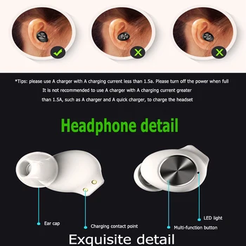 Novo Fone de ouvido sem Fio Bluetooth Fones de ouvido TWS sem Fio de Fone de ouvido LED Display Com 2000mAh do Banco do Poder de Fone de ouvido Com Microfone