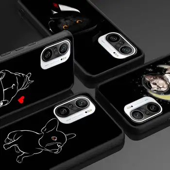 Bulldog francês de Caso Para Xiaomi Redmi 9S 8 9 8 7 9 C 9S 7A 8A 6A Nota 10 K40 Pro Plus Preto SoftShell Telefone Coque