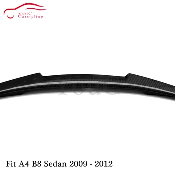 M4 Estilo fibra de carbono, spoiler Traseiro Tronco Asa para Audi A4 B8 4 portas sedan 2009 - 2012 Traseiro pára-choques lábio divisor de cauda de inicialização do spoiler