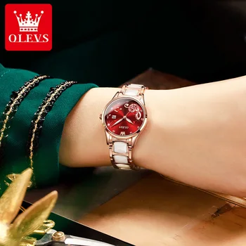OLEVS de Luxo Cerâmica Relógios para Mulheres Importações Suíças de Quartzo Impermeável Ultra-fino Senhoras Relógios Requintado moda presentes
