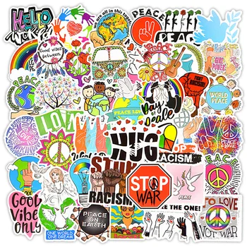 50 PCS Amor e Paz Graffiti Adesivos de Parede Estética Adesivos para Móveis Espelho do Quarto Decoração de Casa Impermeável Presentes Crianças