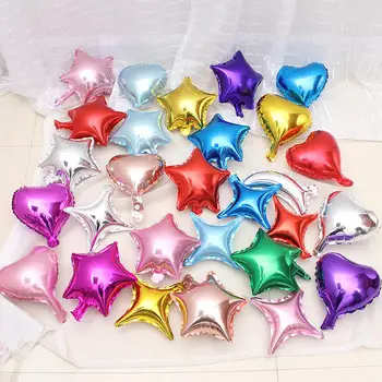 50pcs/monte 10inch estrela, coração, lua pentagarm folha de balão de aniversário de casamento decoração cor pura metalizado Inflável globos brinquedos do Bebê