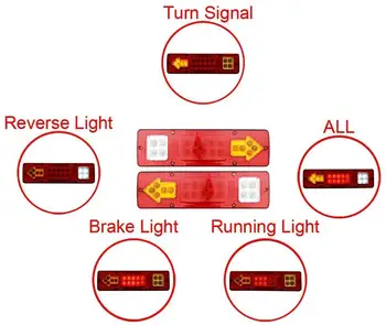2PCS 12V 19 DIODO emissor de Reboque Luzes da Cauda Branco Vermelho-Amarelo Integrado Sinal de volta a Executar a Lâmpada para o ATV RV Caminhão