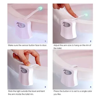 LED Wc Luz Impermeável 16Colors Assento Sanitário Luz da Noite PIR Smart Sensor de Movimento Humano Indução WC Wc