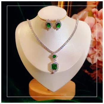 Conjuntos de jóias Para as Mulheres S925 Prata Esterlina de Alto Luxo Colar Brincos de Noiva Conjunto de Jóias Finas 5 Cores Frete