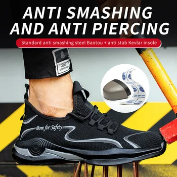 Leve Sapatos De Trabalho Tênis Punção-Prova De Calçados De Segurança Homens Indestrutível Botas De Trabalho De Construção Botas De Segurança Do Trabalho De Homens