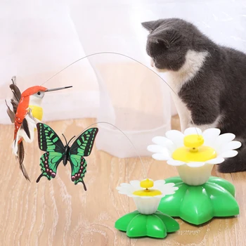 O Brinquedo Do Gato Elétrica Rotativa Colorida Engraçado Gato De Brinquedo Elétrico Borboleta Colorida Cor Aleatória Pássaro De Estimação Brinquedo Interativo