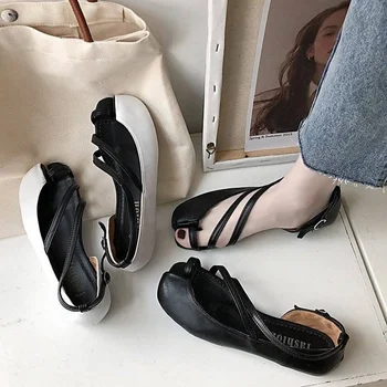 Verão Novo Estilo Europeu e Americano Retro Flip-flops Trotter Sapatos de Alça Fina Sandálias Sapatos Plana Sapatos femininos