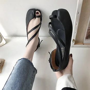 Verão Novo Estilo Europeu e Americano Retro Flip-flops Trotter Sapatos de Alça Fina Sandálias Sapatos Plana Sapatos femininos