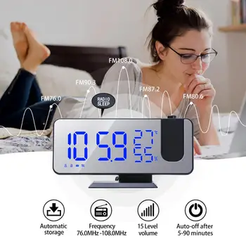 Eletrônica Relógios LED Relógio Digital Relógio de Mesa USB de Despertar, Rádio FM Vez Projetor Função Soneca de 2 alarmes
