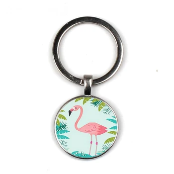 Venda Quente Simples Cor-De-Rosa Bonito Chaveiro Estilo Nórdico De Folha De Palmeira Flamingo Chave De Cadeia Pequena Loja De Carro Saco De Charme Chaveiro Acessórios