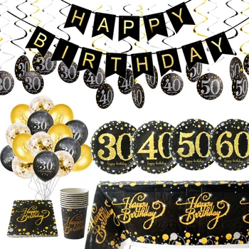 30 40 50 60 Anos de Aniversário, a Festa de Aniversário de pratos de Papel copos 30 50 Número de empresas de Balão Feliz Festa de Aniversário, Decorações