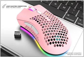 USB Wireless Gaming Mouse 1600DPI Ajustável do DIODO emissor de luz RGB Óptico Pro Mouse Gamer Ratos de Computador Recarregável Para PC Portátil Jogos de Ratos
