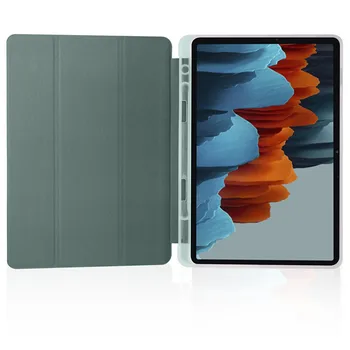 Para Samsung Galaxy Tab S7 Mais FE Caso com Caneta Titular de Dobramento Stand TPU para Trás Tablet Capa para Galaxy Tab S7 FE Caso 12.4 2021