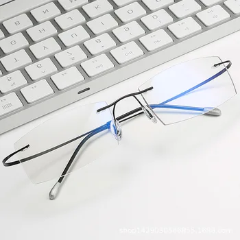 Ultraleve Sem Aro Quadrado Óculos De Leitura Anti Luz Azul Com Presbiopia Óculos Unissex Computador Óculos De Moda Lupa De Ouro