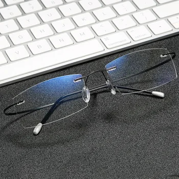 Ultraleve Sem Aro Quadrado Óculos De Leitura Anti Luz Azul Com Presbiopia Óculos Unissex Computador Óculos De Moda Lupa De Ouro